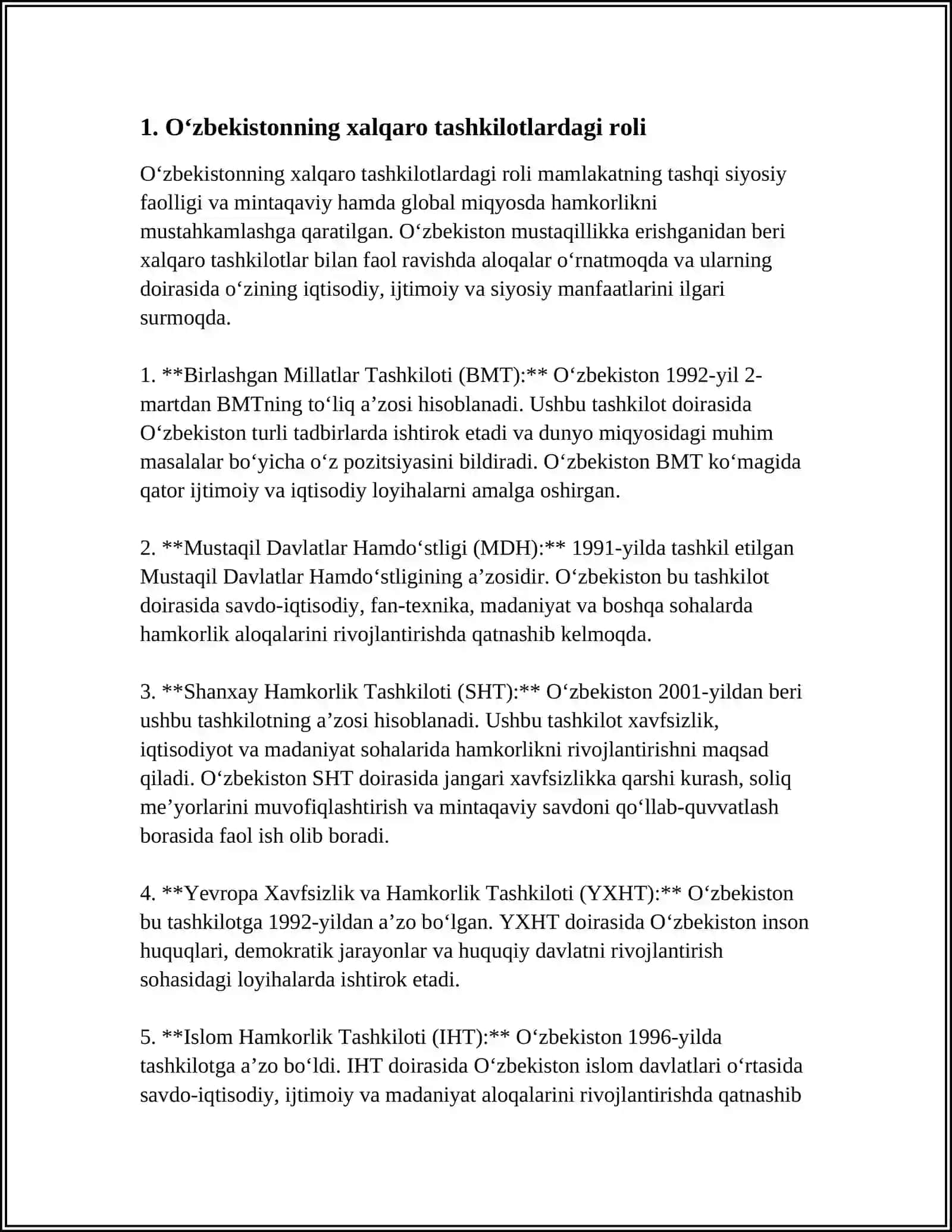O'ZBEKISTON VA JAHON HAMJAMIYATI 3