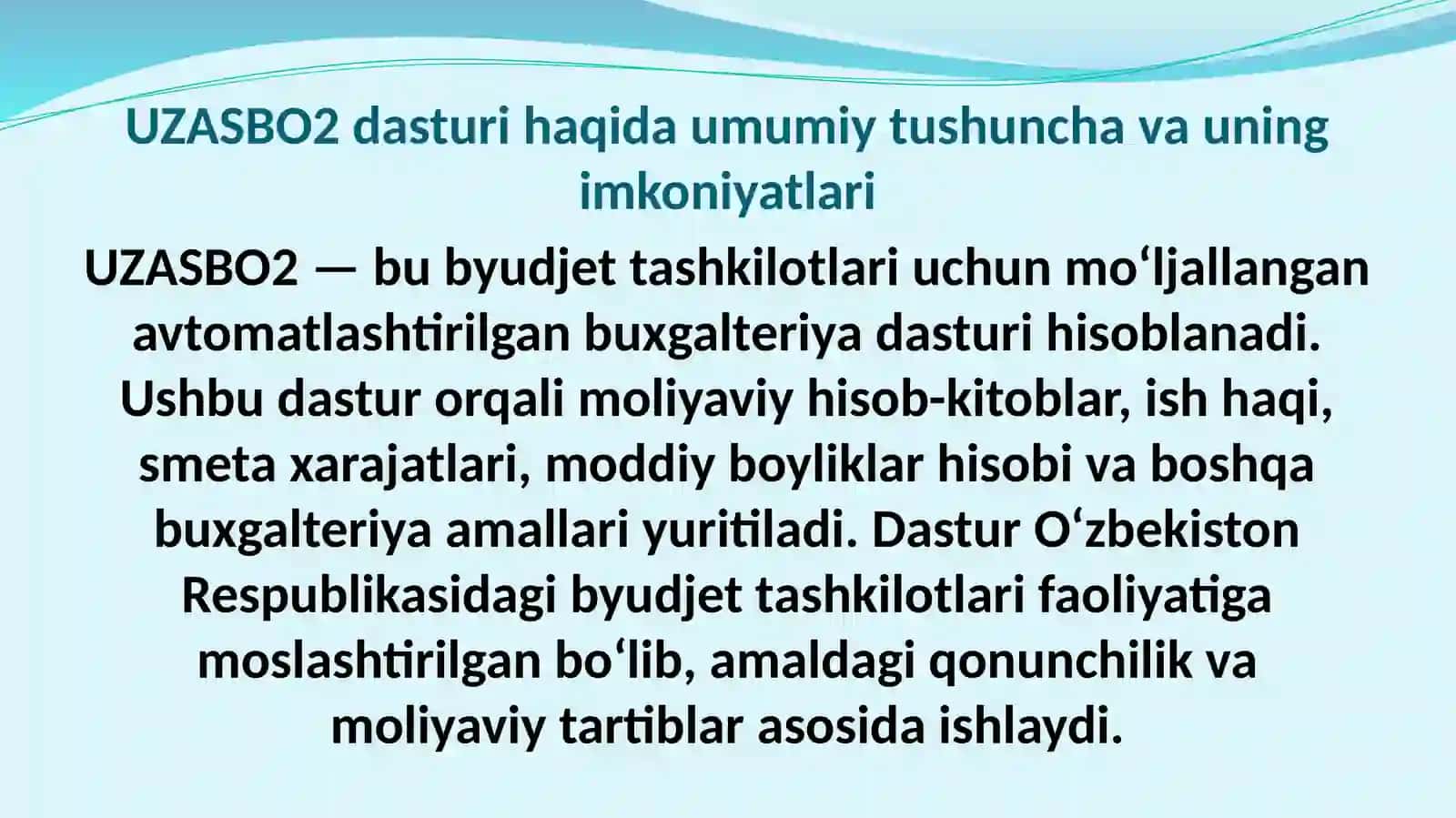 UZASBO2 DASTURIDA ISH HAQI ISHLASH 3