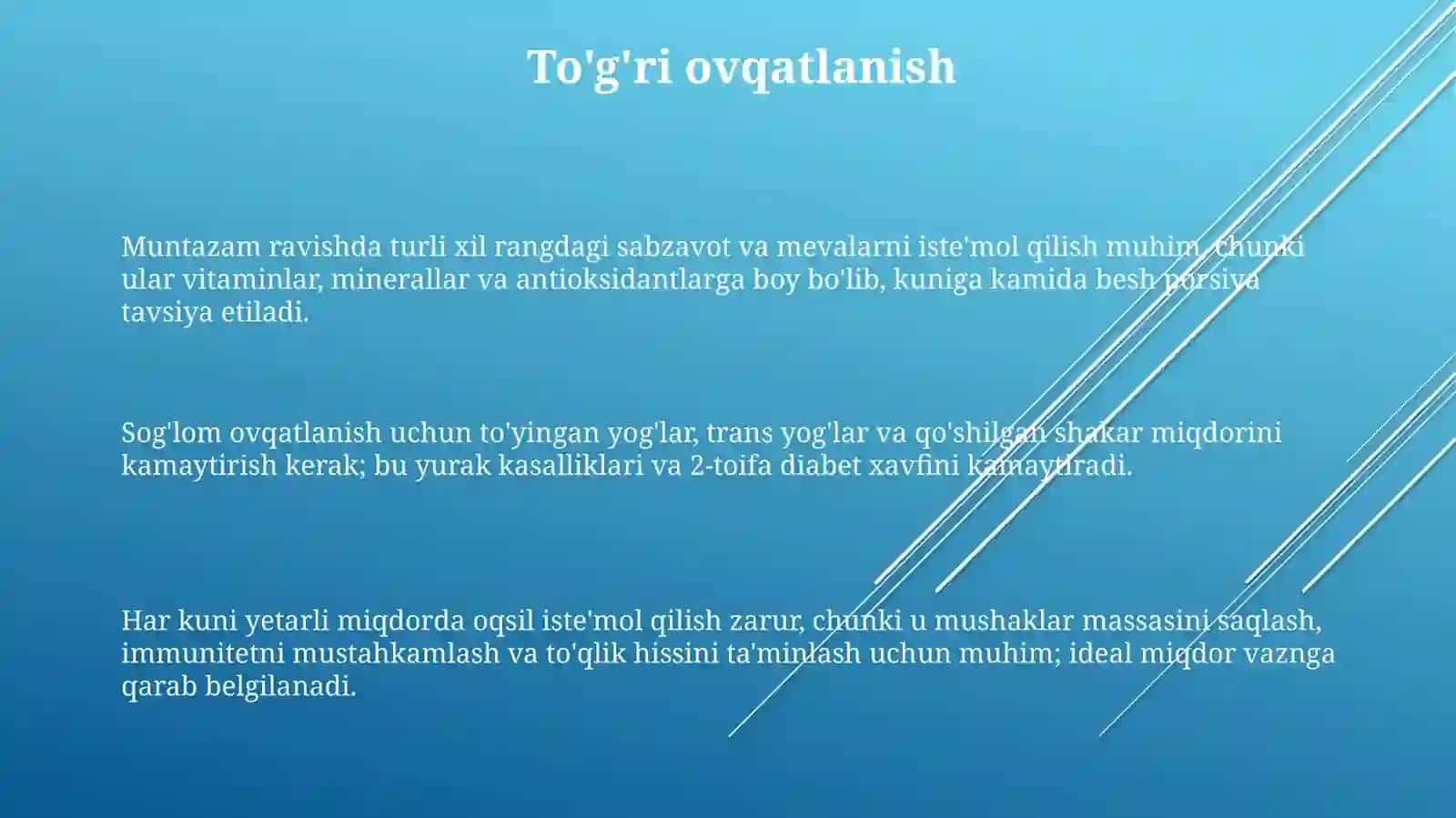 Sog'lomturmushtarzi 3