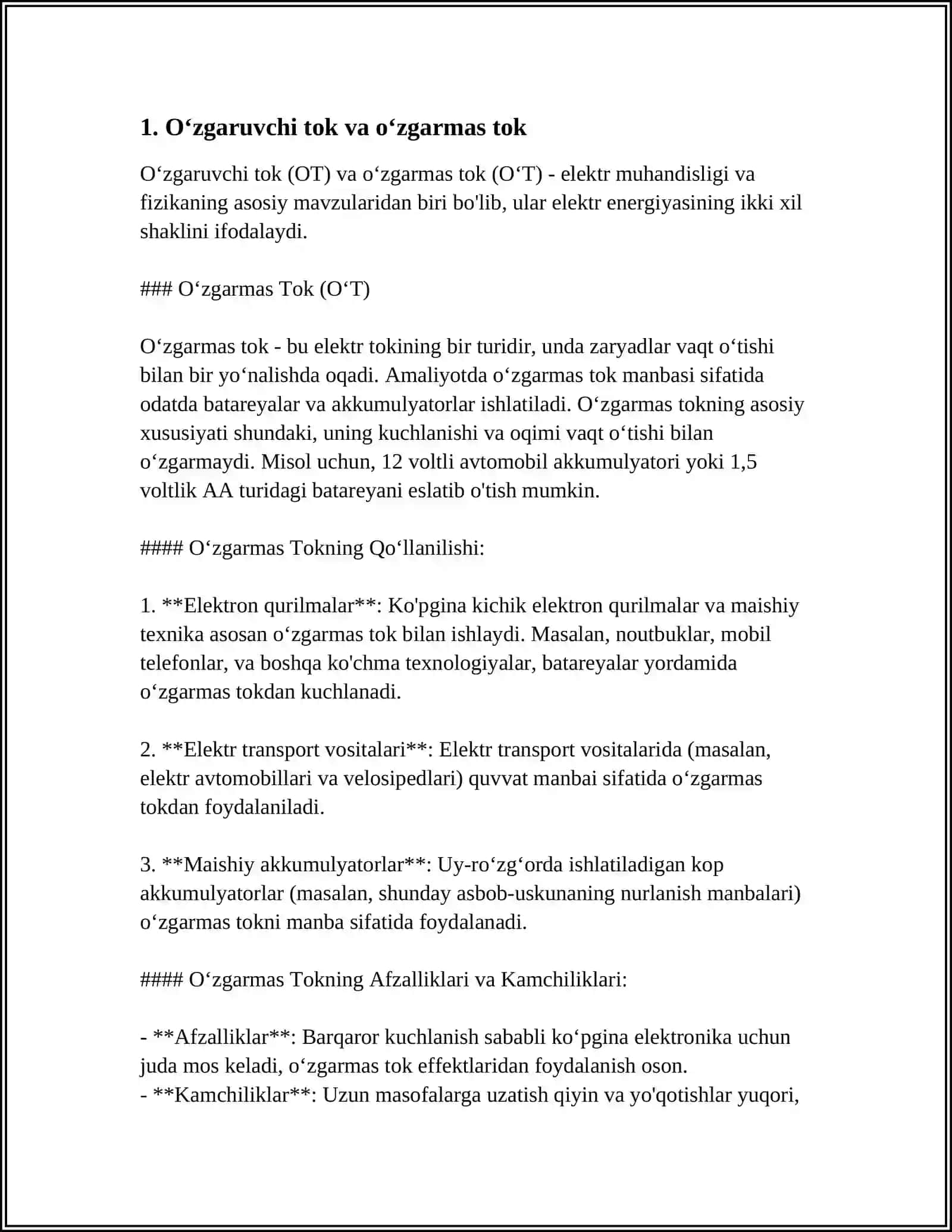 OʻZGARMAS TOK ZANJIRI 3