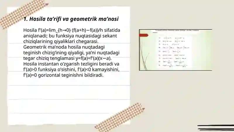 Funksiyalarni hosila yordamida tahlil qilish 3