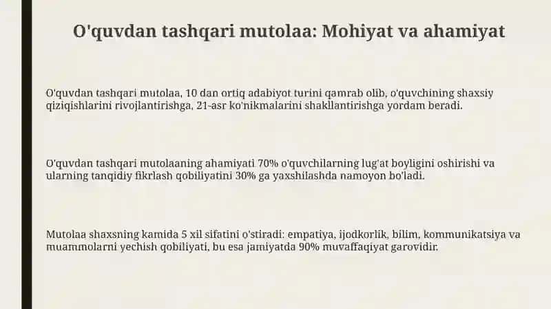 O'quvdan Tashqari Mutolaa 3