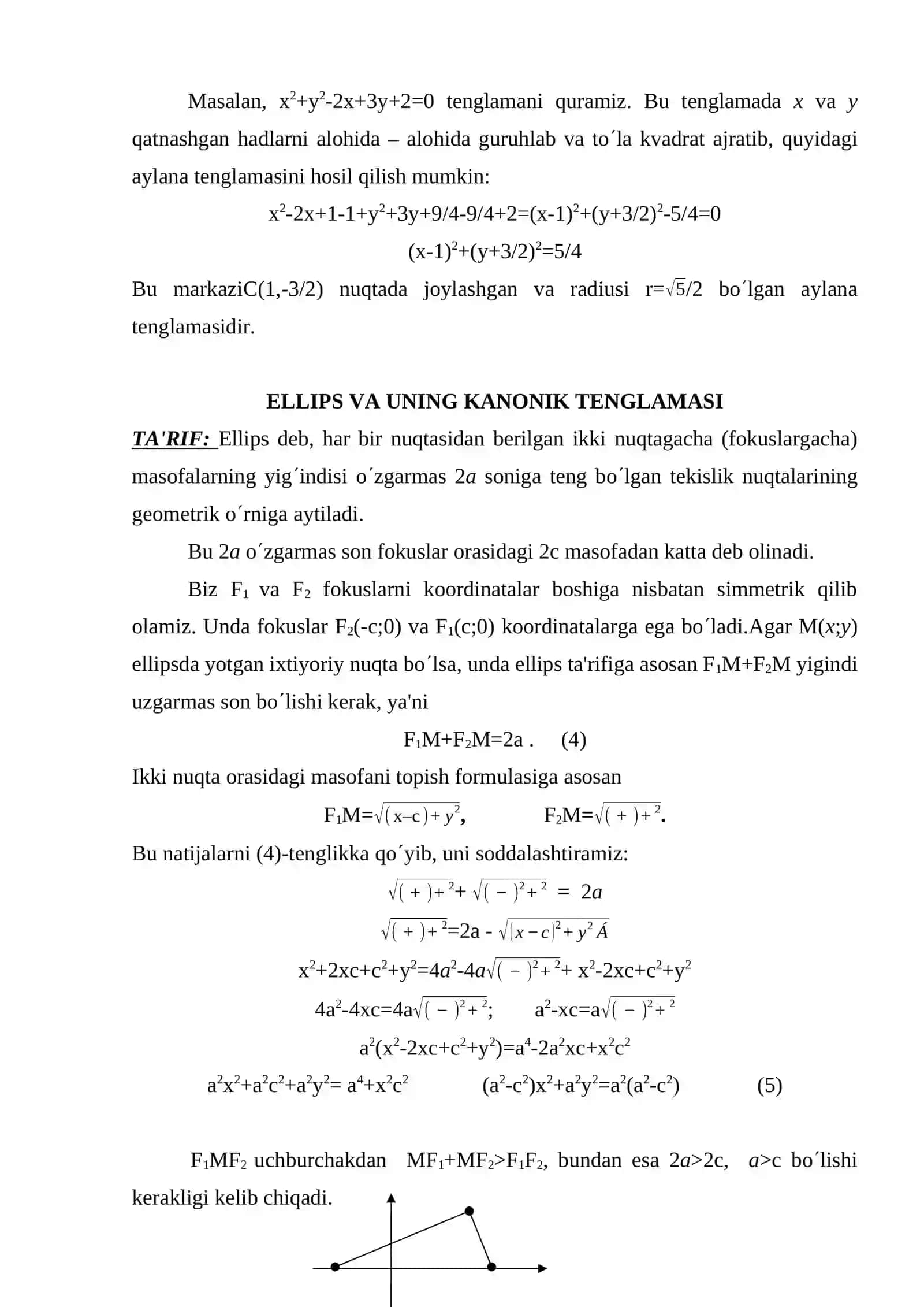 Ikkinchi tartibli chiziqlar. Aylana va ellips 3