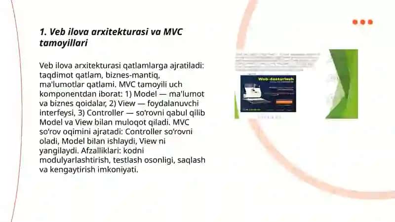 Veb ilova arxitekturasi va MVC tamoyillari 3