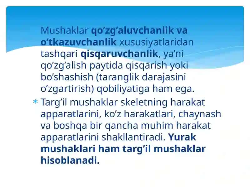 Mushak qisqarish mexanizmining morfologik asoslari 3