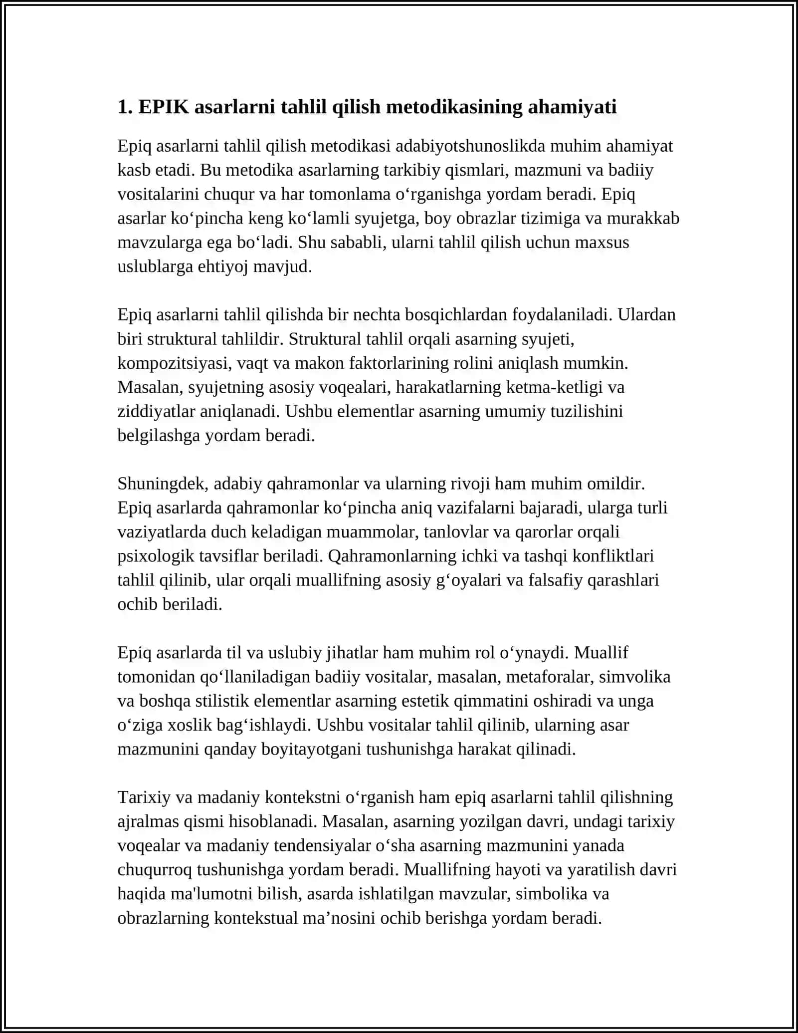 EPIK ASARLARNI TAHLIL QILISH METODIKASI 3