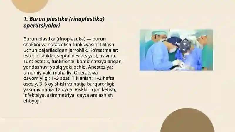 Kosmetik jarrohlik masalalari operatsiyalar 3