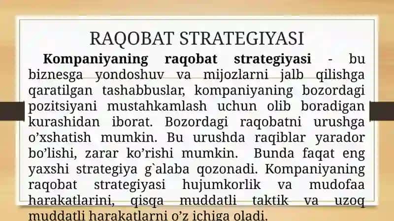 Raqobat ustunligi strategiyasi 3