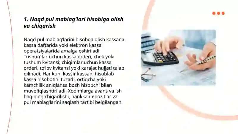 Naqd pul mablag‘lari va hisob-kitoblar hisobi 3
