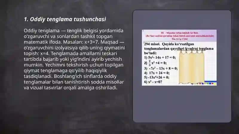 Oddiy tenglama tushunchasi 3