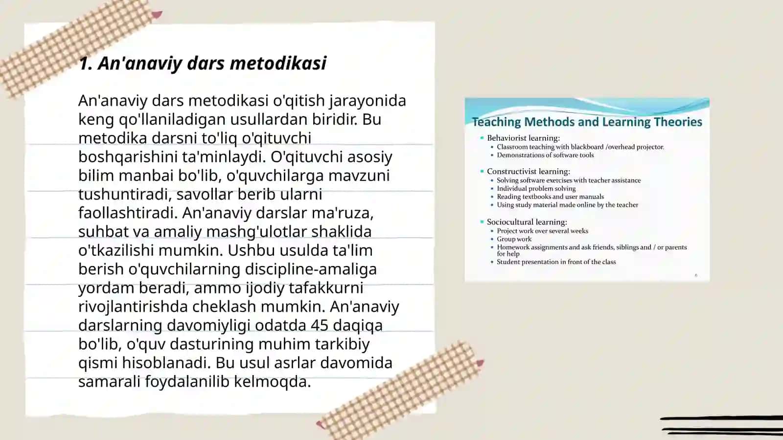 O‘qitish metodikalarining klassifikatsiyasi 3