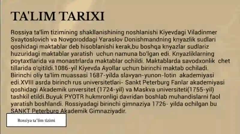 Rossiyada Ta'lim Tarixi 3