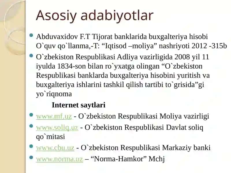 Banklarda buxgalteriya hisobi asoslari 3