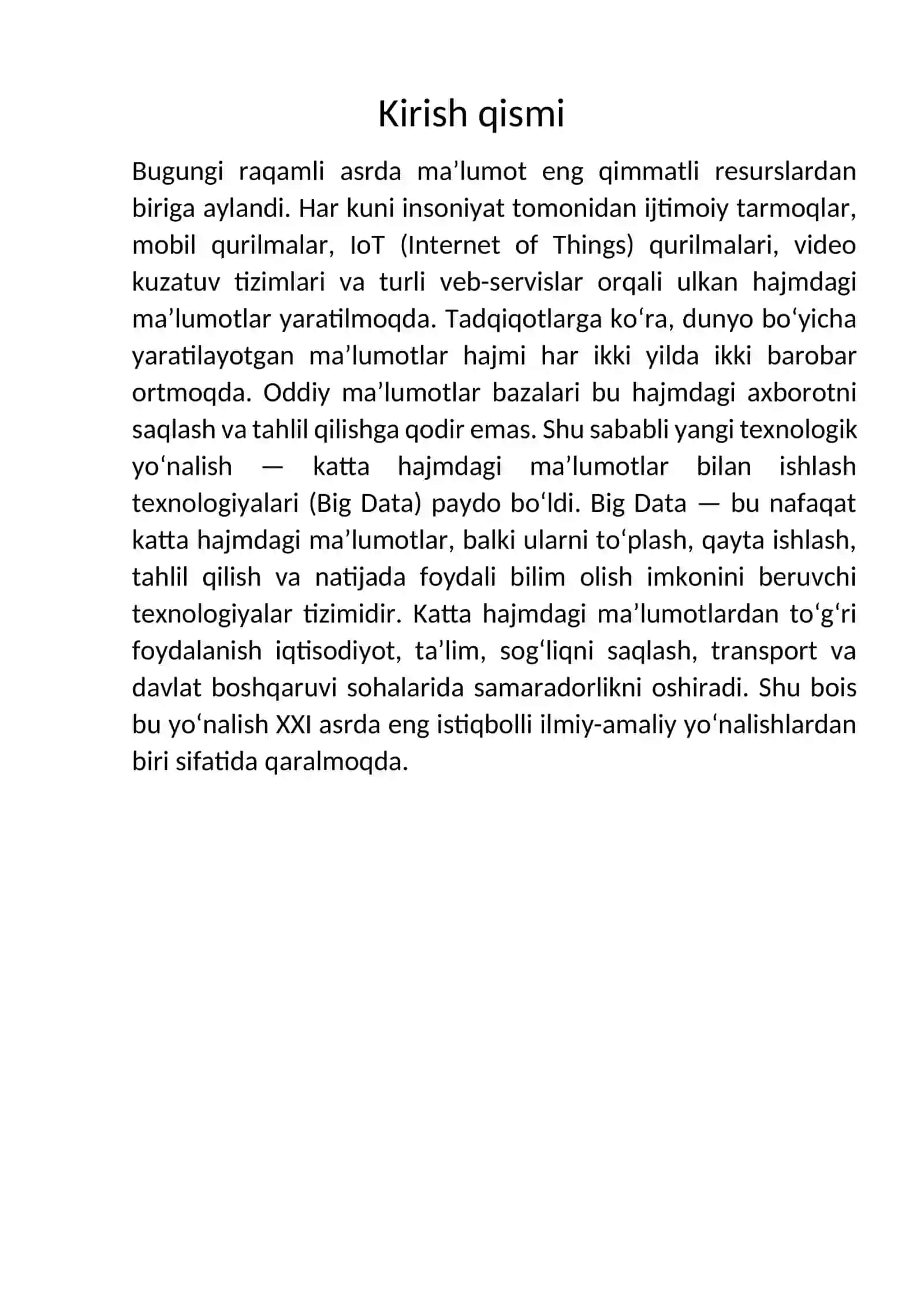 Katta hajmdagi ma'lumotlar bilan ishlash texnologiyalari 3