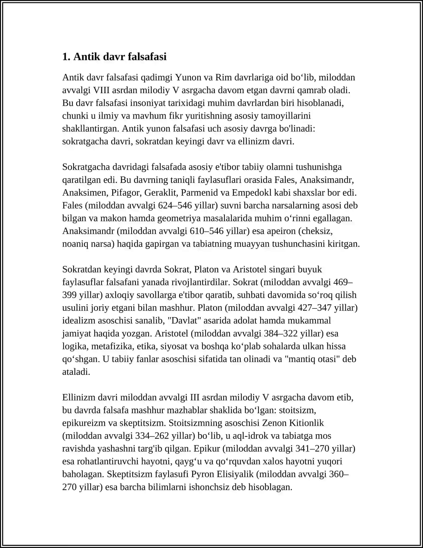 REFERAT: ANTİK YAŞ FELSEFESİ 3