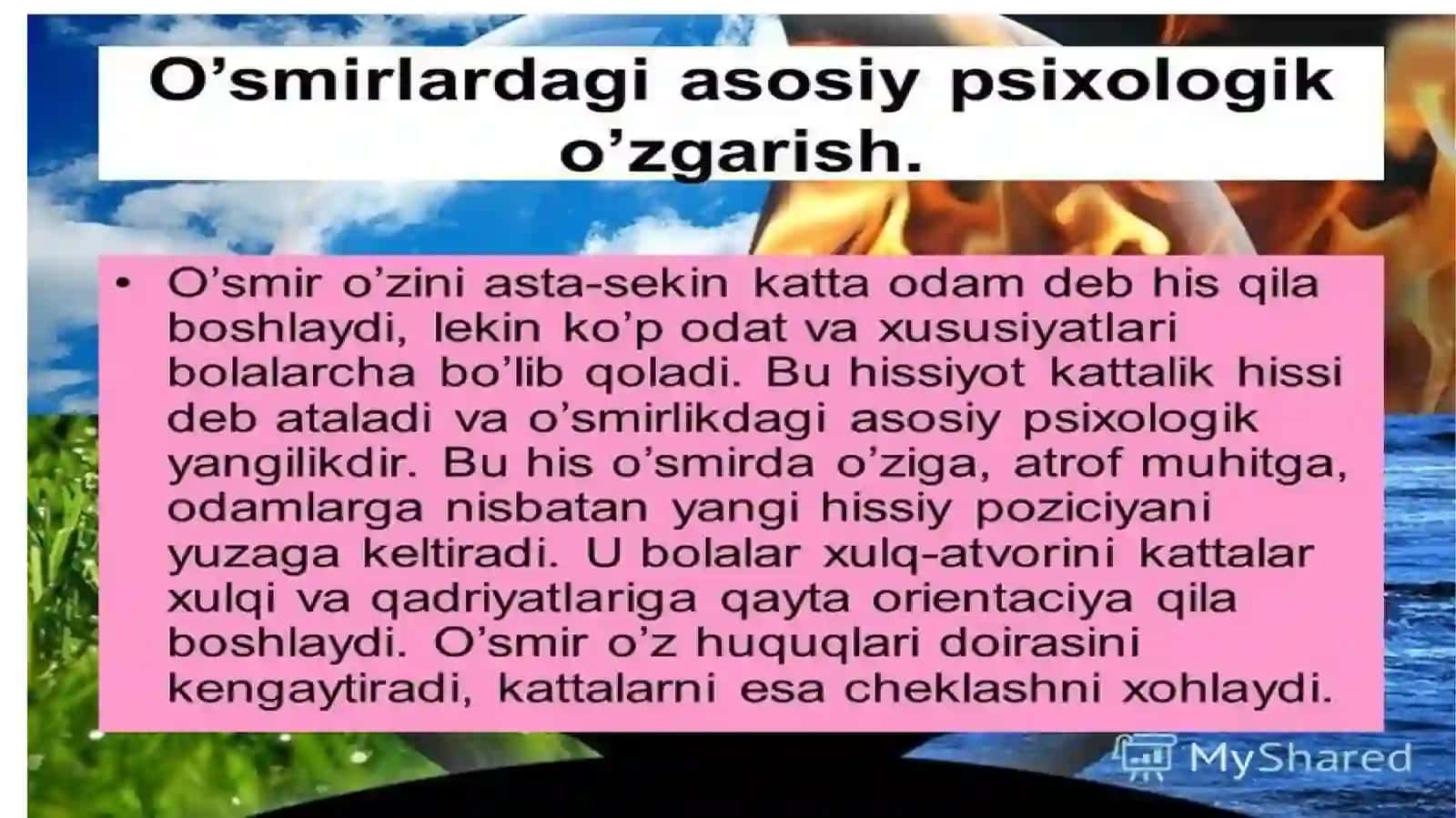 O‘SMIRLIK DAVRI DASHAKLASHI 3