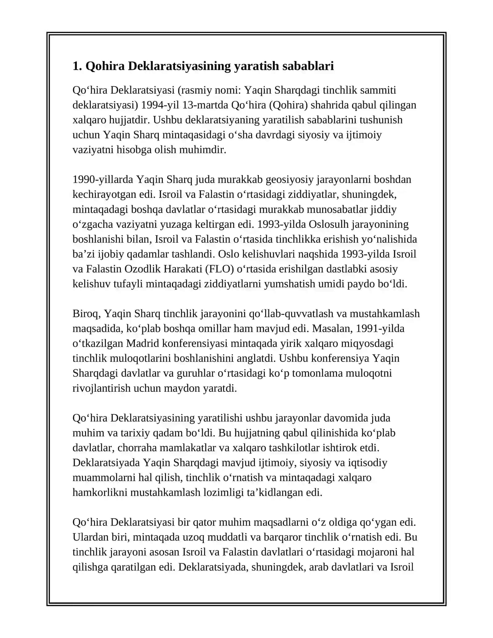 QOHIRA DEKLARATSIYASI TARXI VA MAZMUNI 3