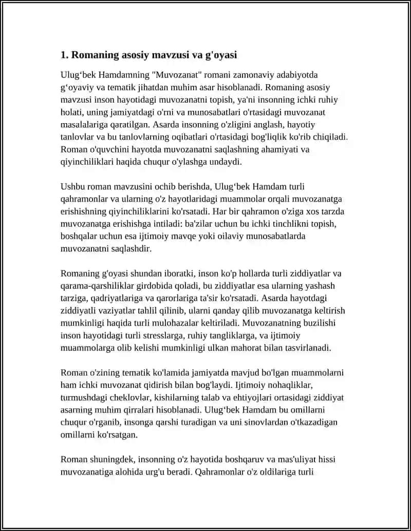 ULUGʻBEK HAMDAM "MUVOZANAT" ROMANI 3