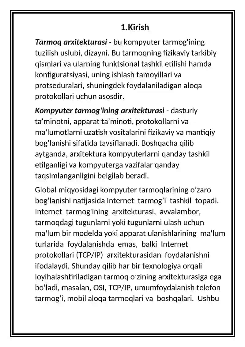 Tarmoq arxitekturasi 3