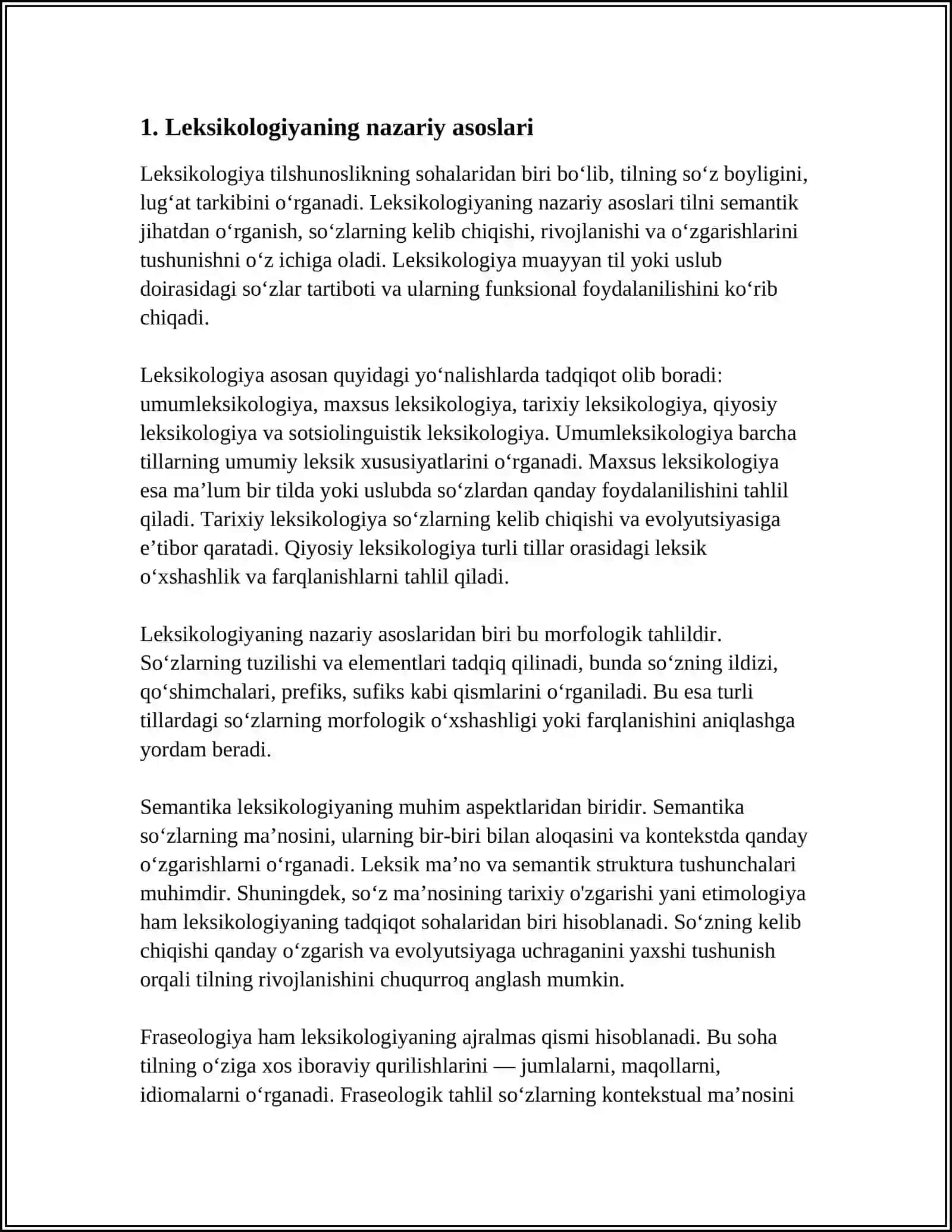 OʻZBEK LEKSIKOLOGIYASI VA LUGʻATCHILIGI 3