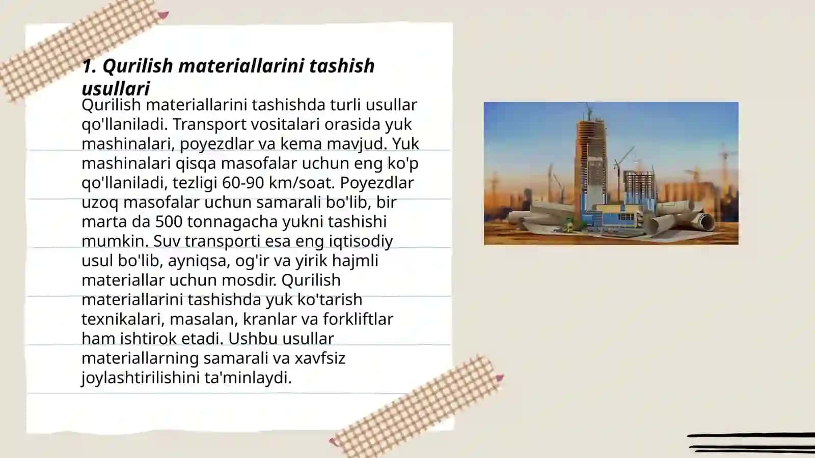 Konstruksiyani taxlash va tashish (qurilish) 3