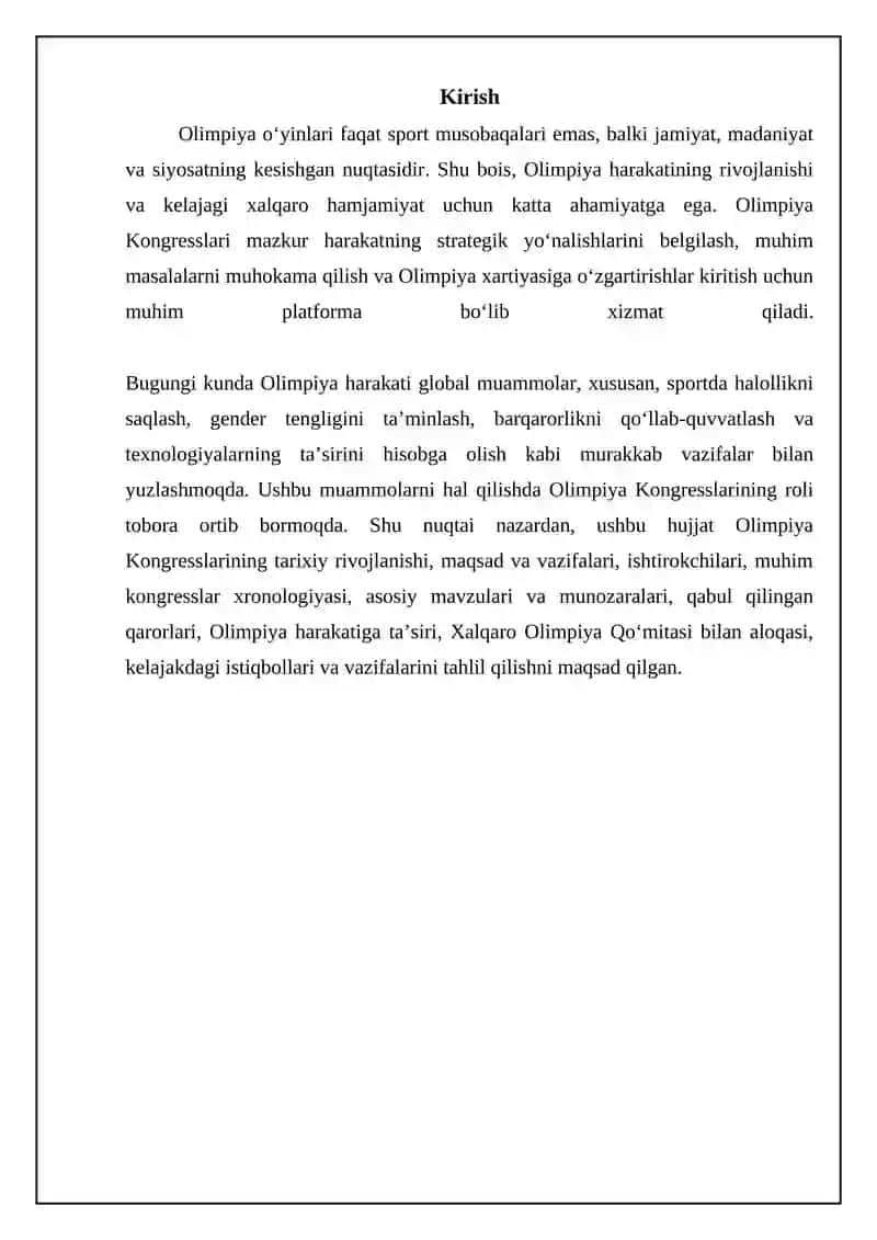 Olimpiya Kongresslari va ularning ahamiyati 3