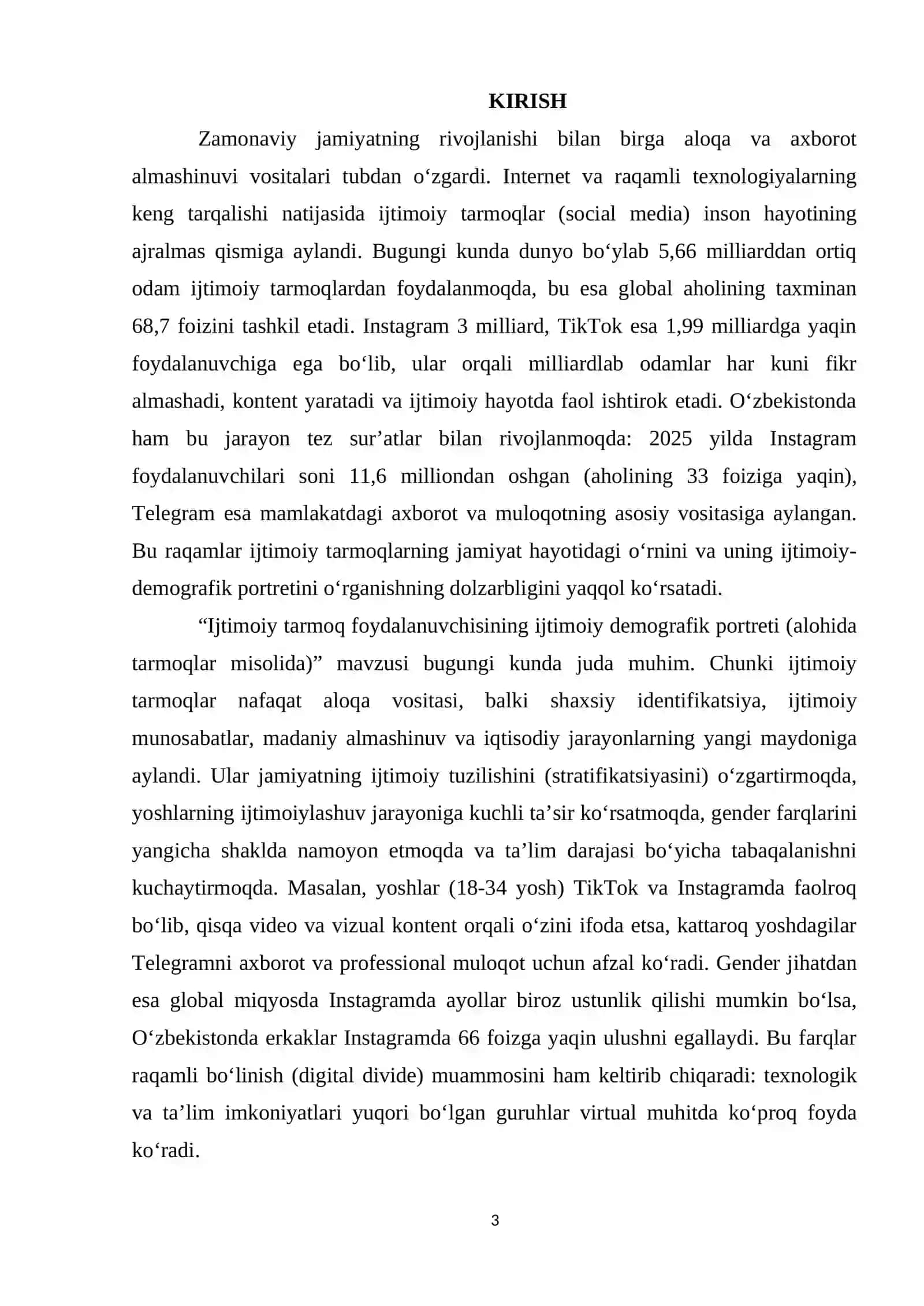 Ijtimoiy tarmoq foydalanuvchisining ijtimoiy demografik portreti (alohida tarmoqlar misolida) 3