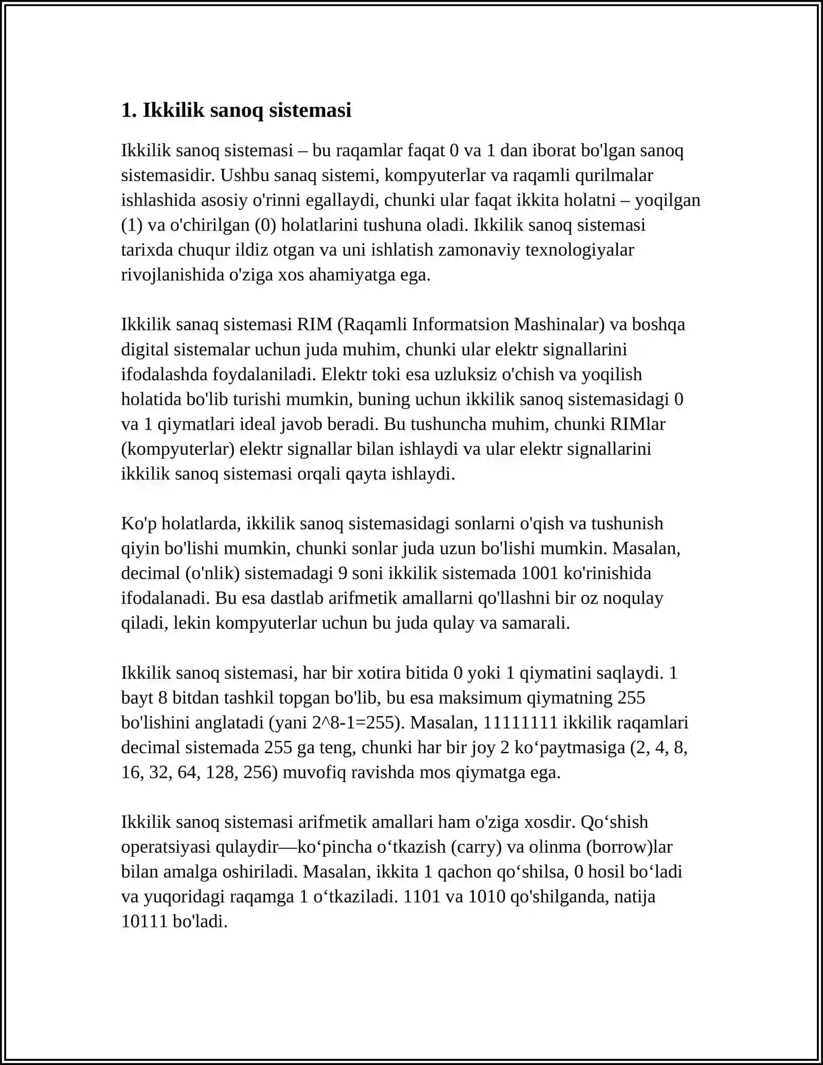 Ikkilik sanoq sistemasi 3