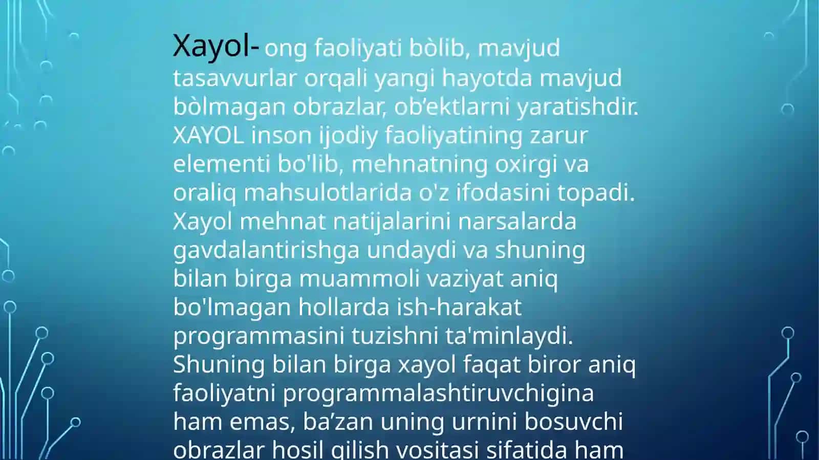 Xayol haqida tushuncha 3