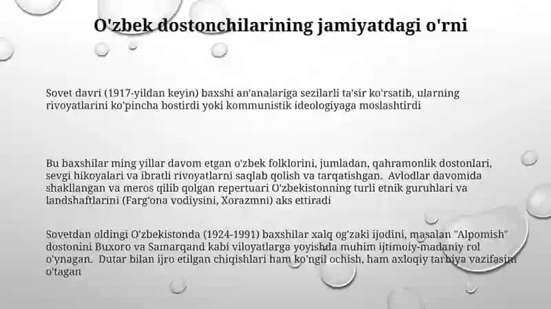 Oʻzbek xalq baxshilari haqida ma'lumotga ega boʻlish 3