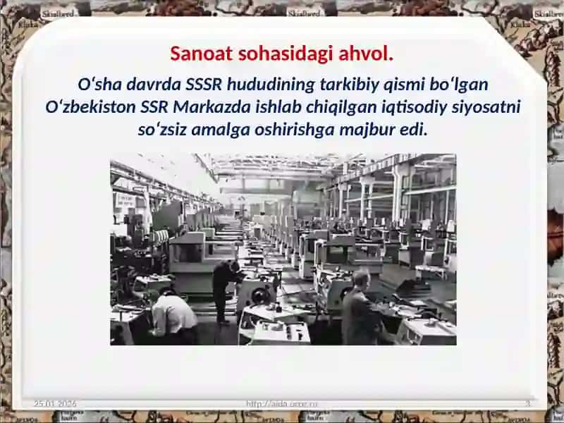 O‘zbekistonda sanoatning bir tomonlama rivojlanishi 3
