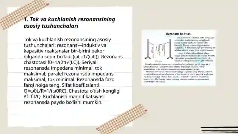 Tok va kuchlanishlar rezonansi 3
