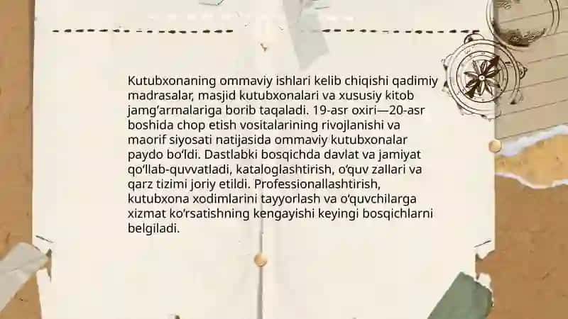 Kutubxonaning ommaviy ishlari tarixi 3