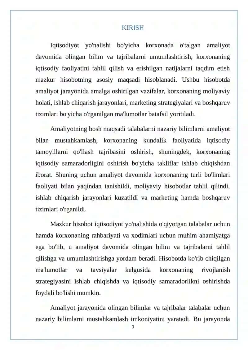 Malakaviy va bitiruv oldi amaliyotini o’tkazish bo’yicha 3