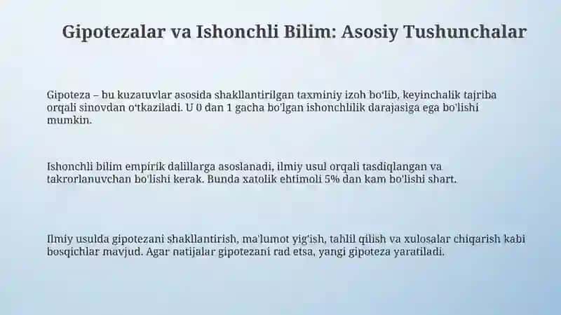 Gipotezalar va Ishonchli Bilim 3