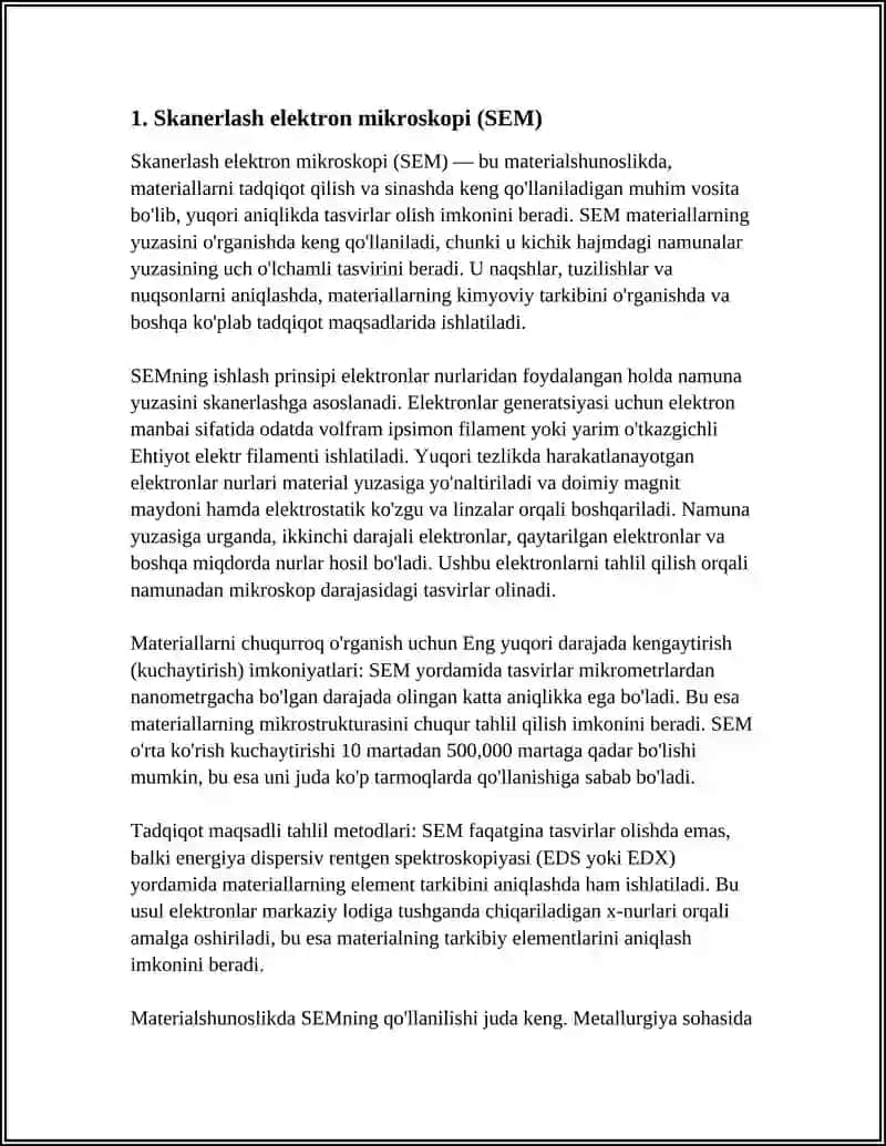 Skanerlash elektron mikroskopi (SEM) 3