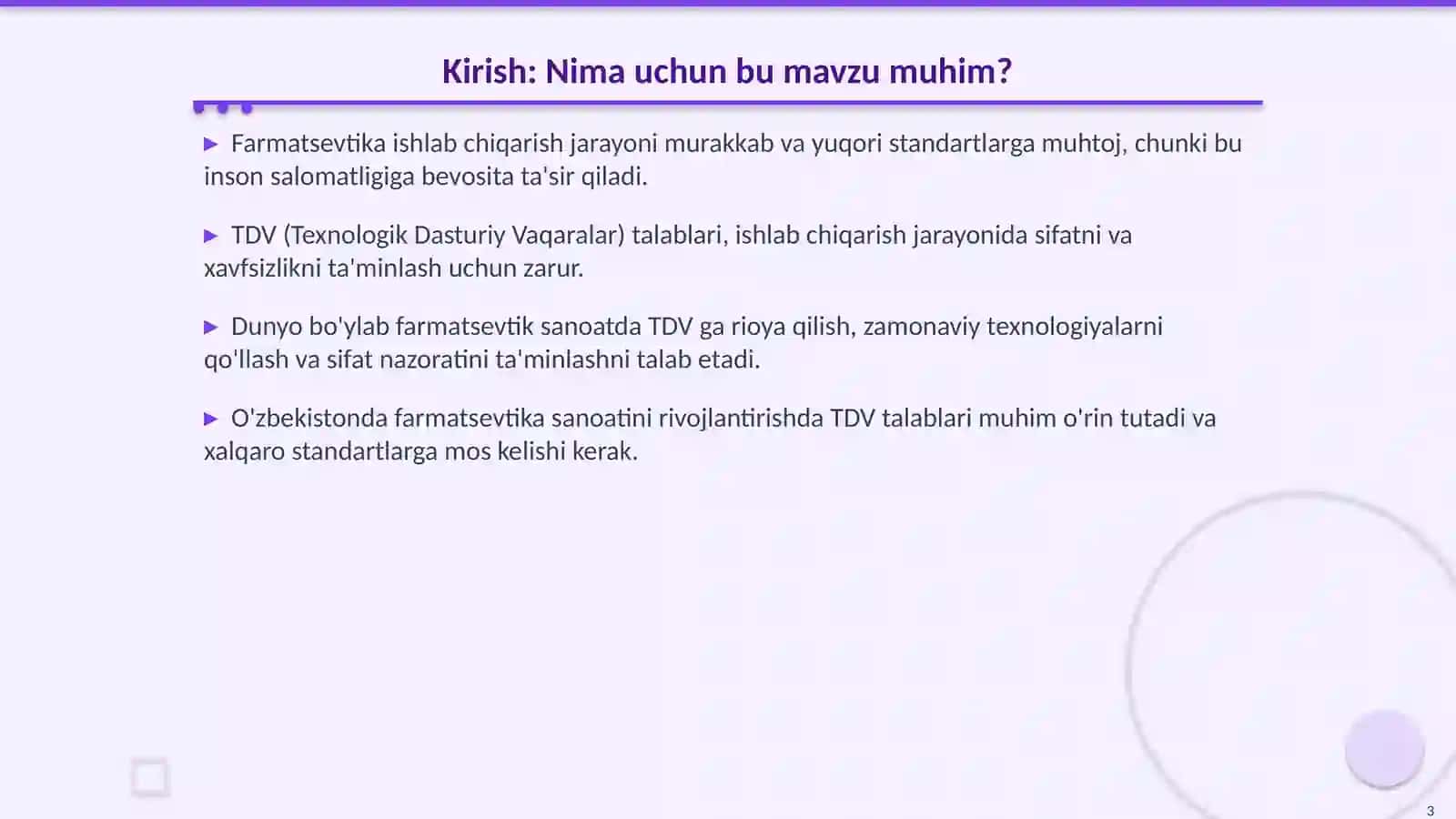 Farmatsevtik Ishlab Chiqarishda TDV Talablari 3