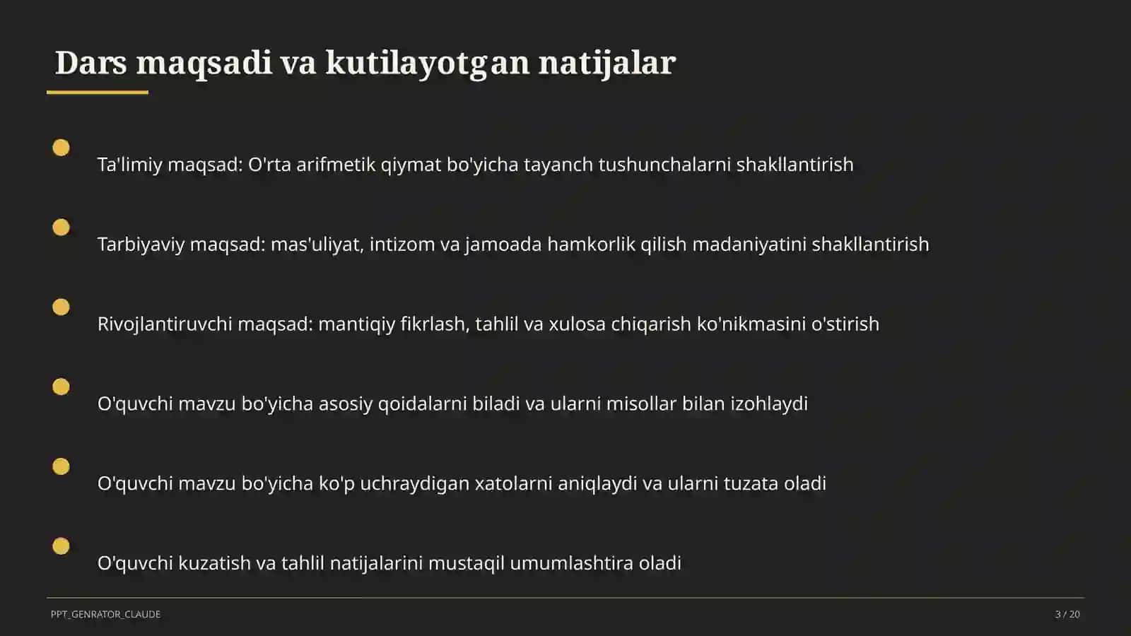 O'rta arifmetik qiymat (5-sinf) 3