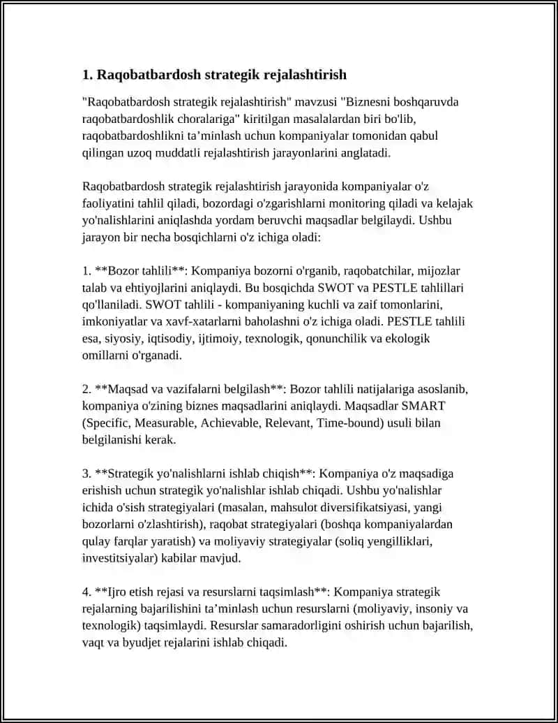 Raqobatbardosh strategik rejalashtirish 3