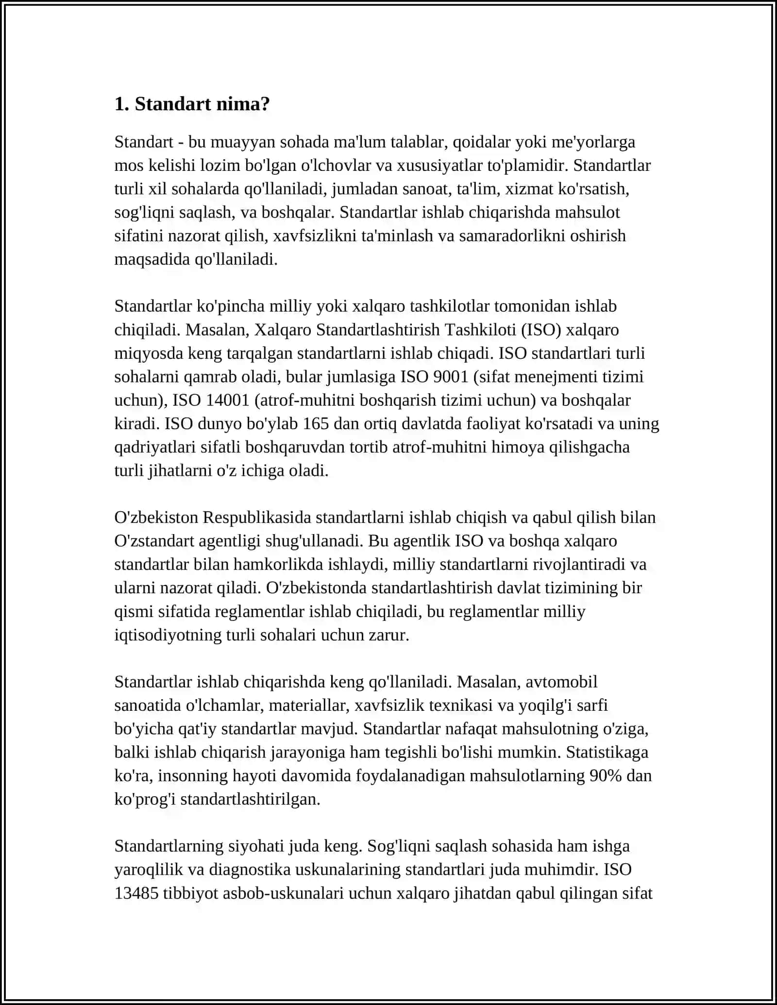 STANDART VA UNING TURLARI 3