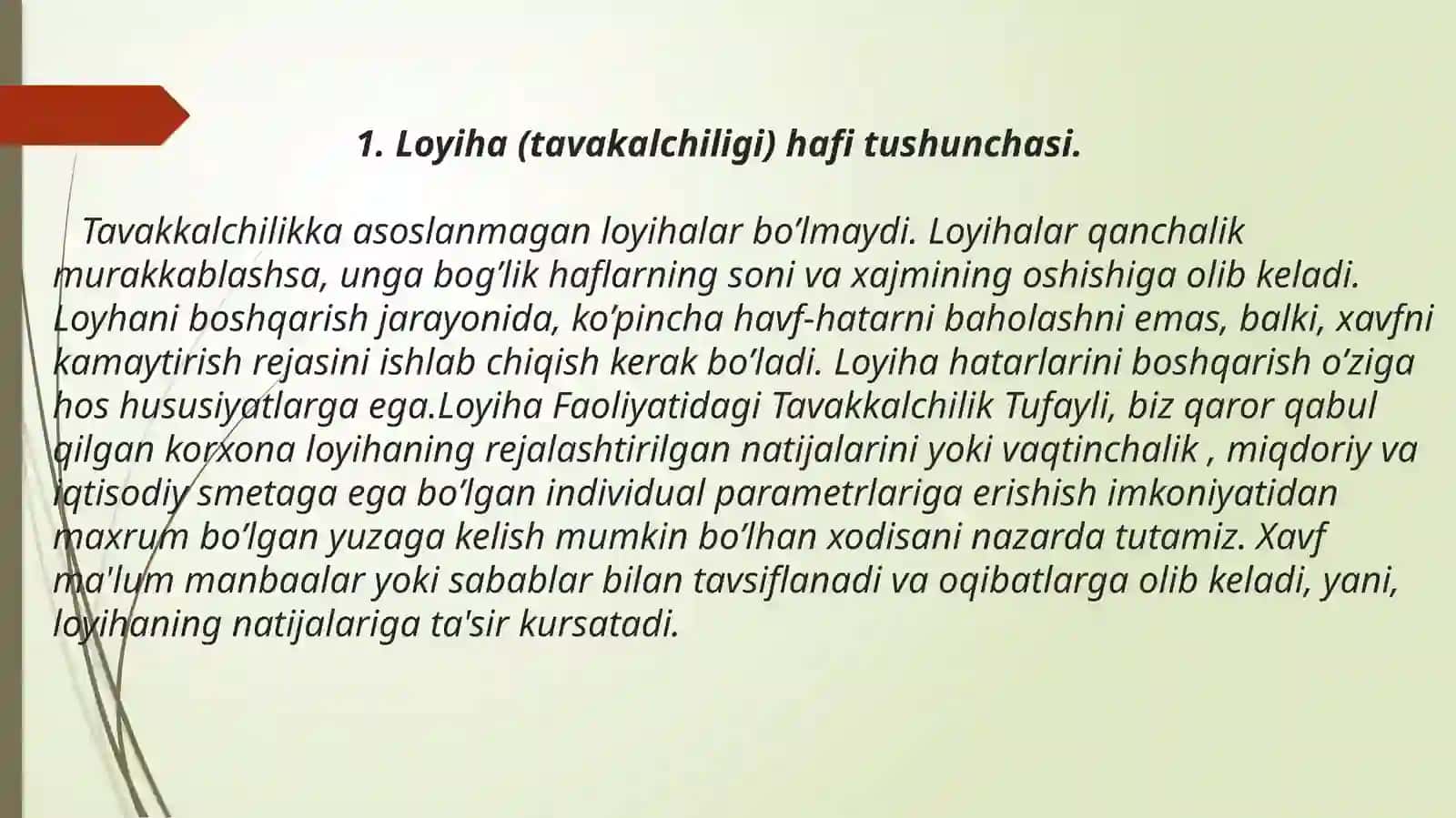 Loyiha tavakkalchiligi boshqaruvi 3
