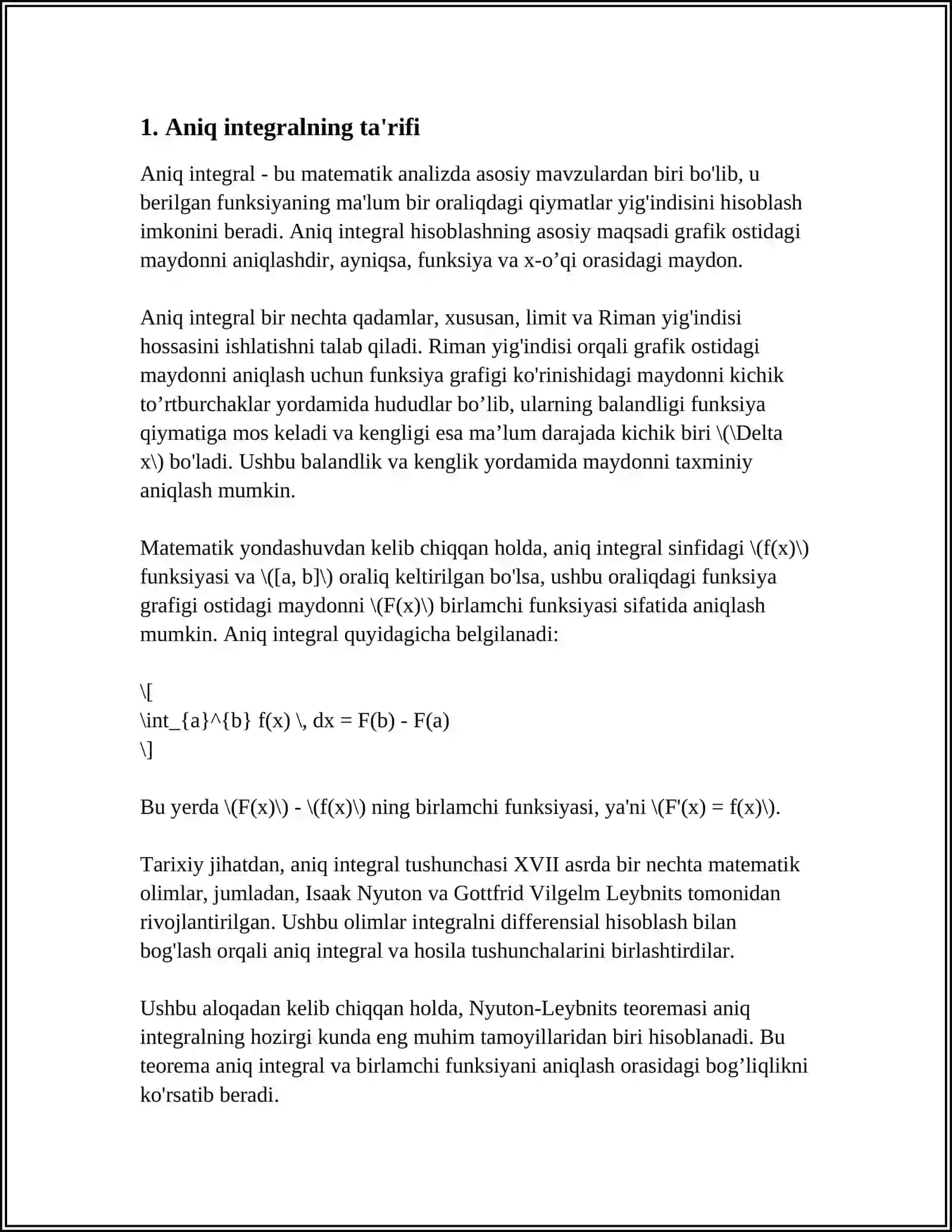 ANIQ INTEGRALNI TAQRIBIY HISOBLASH FORMULALARI 3