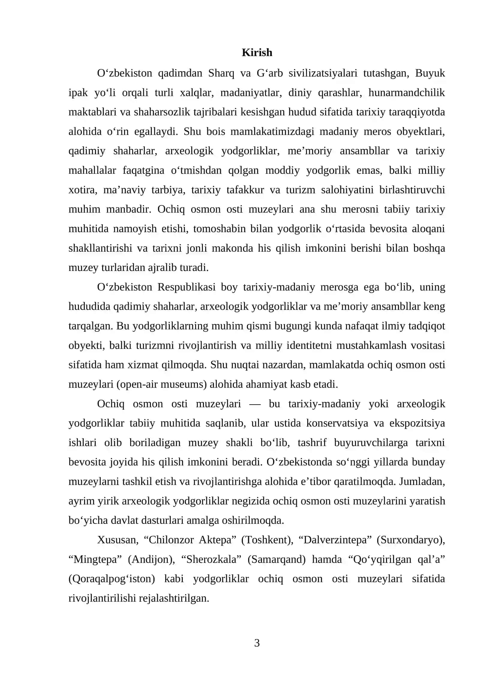 O‘zbekistonda ochiq osmon osti muzeylari 26 3