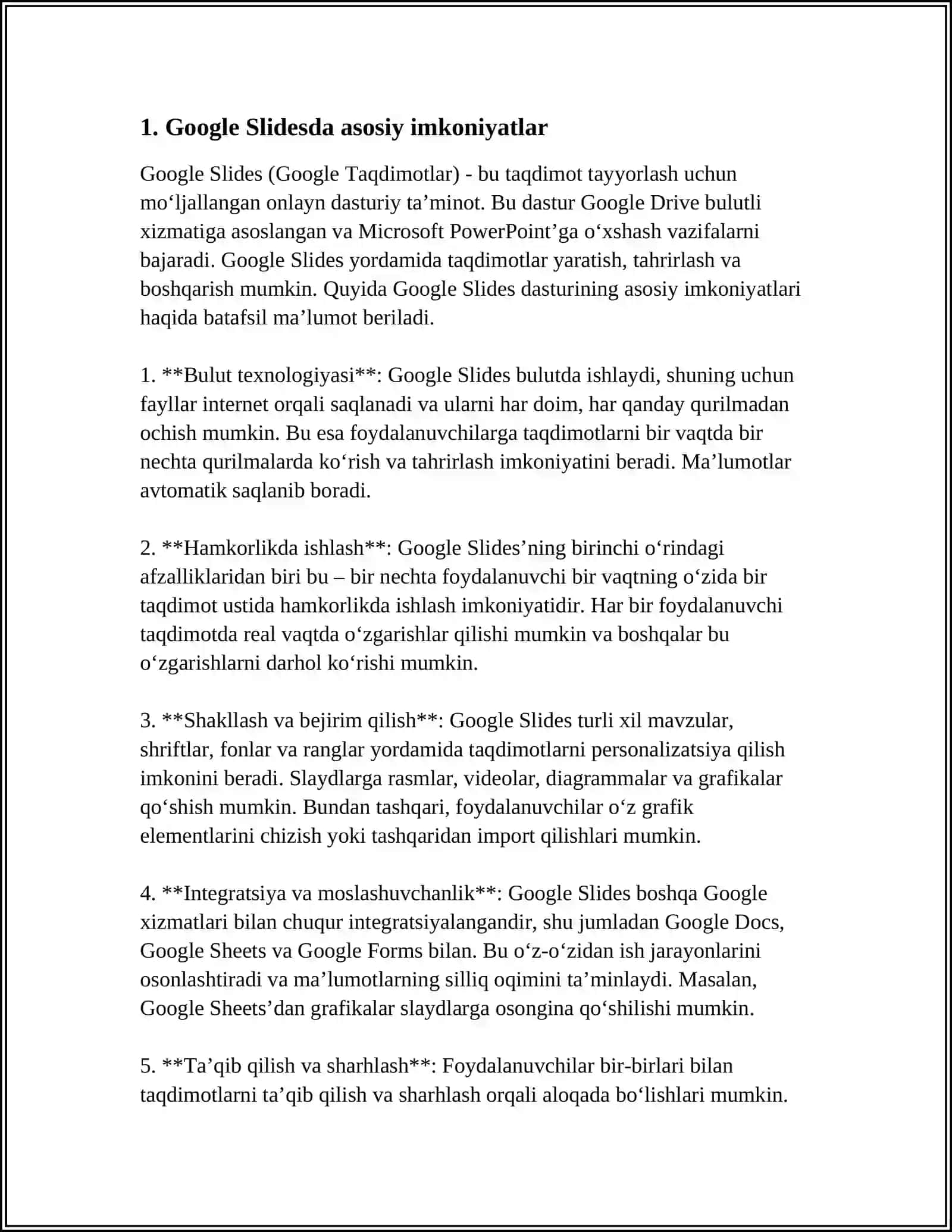 GOOGLE SLIDESDA ONLAYN PREZENTATSIYALAR YARATISH 3