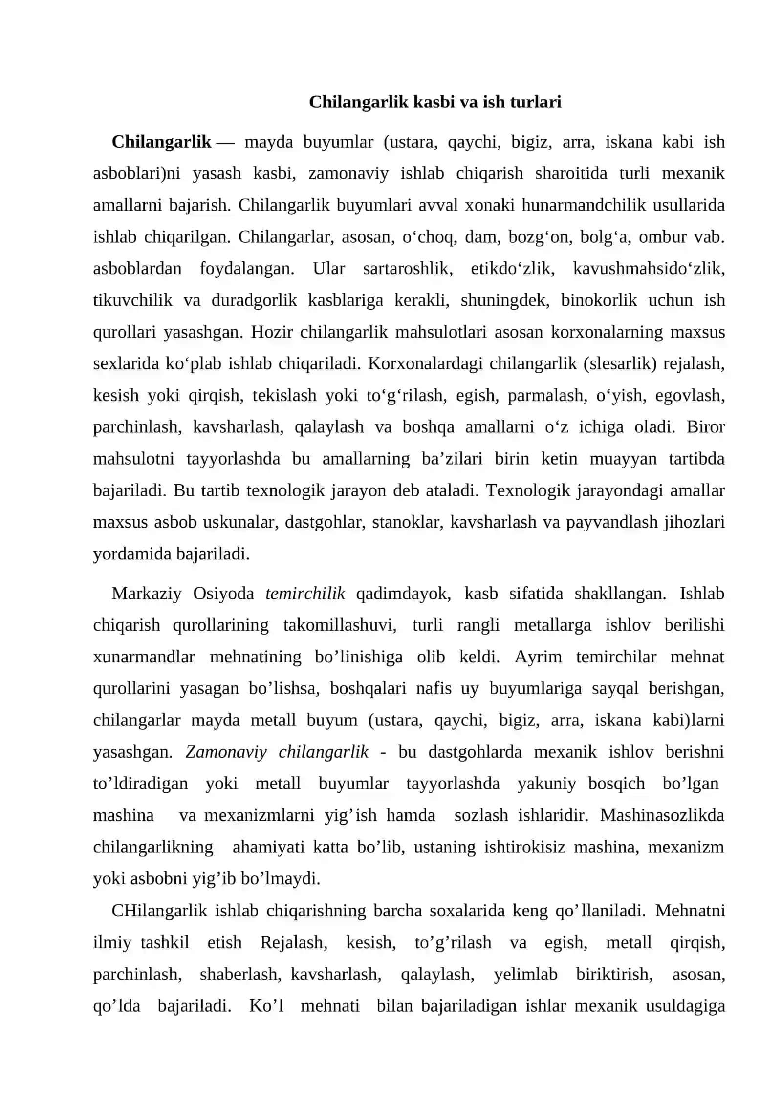 Chilangarlik operatsiyalari 3