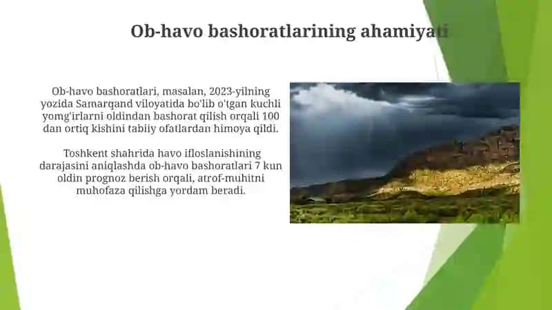 Ob-havo prognozlarining qo'llanilishi 3