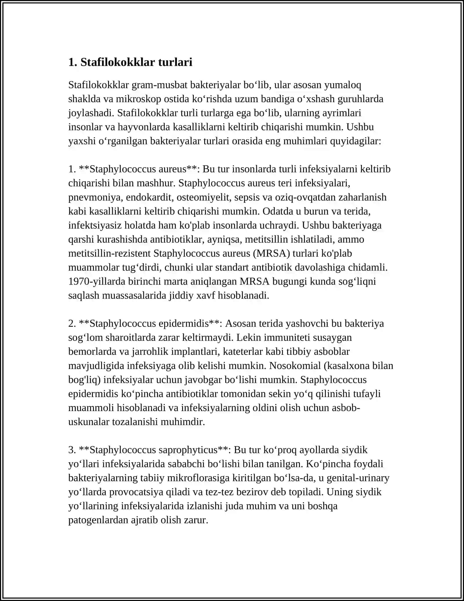 OVQATDAN ZAXARLANISH KELTIRIB CHIQARUVCHI STAFILOKKOKLAR 3