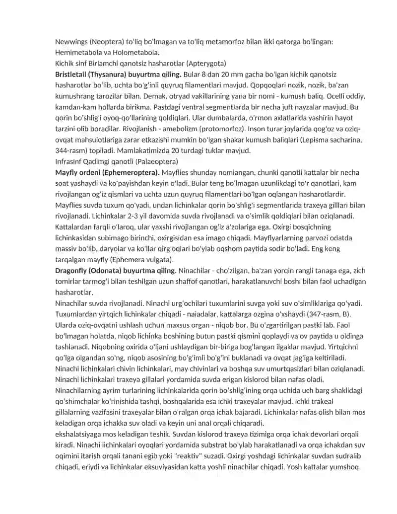 Hasharotlarning sistematikasi 3