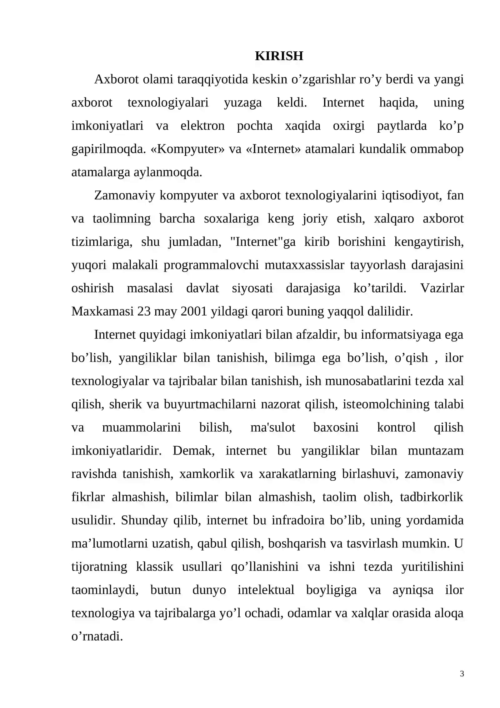 INFORMATIKA FANIDA WEB TEXNOLOGIYA VA INTERNET 3