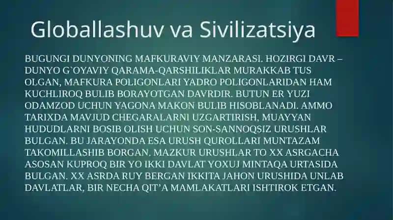 Globallashuv va Sivilizatsiya 3